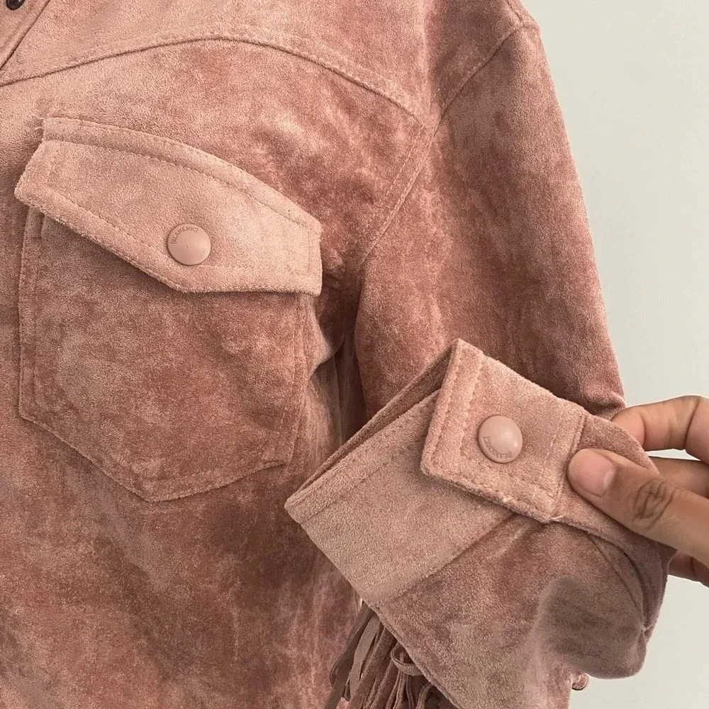 NWT Blank NYC Vegan Suede Fringe Moto Jacket Sz M - Picture 11 of 14